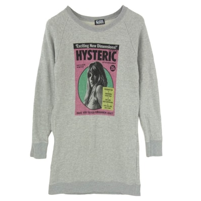 HYSTERIC GLAMOUR ヒステリックグラマー 01201CO01 CITY OF NAKED WOMAN 長袖 ワンピース グレー系 FREE【中古】