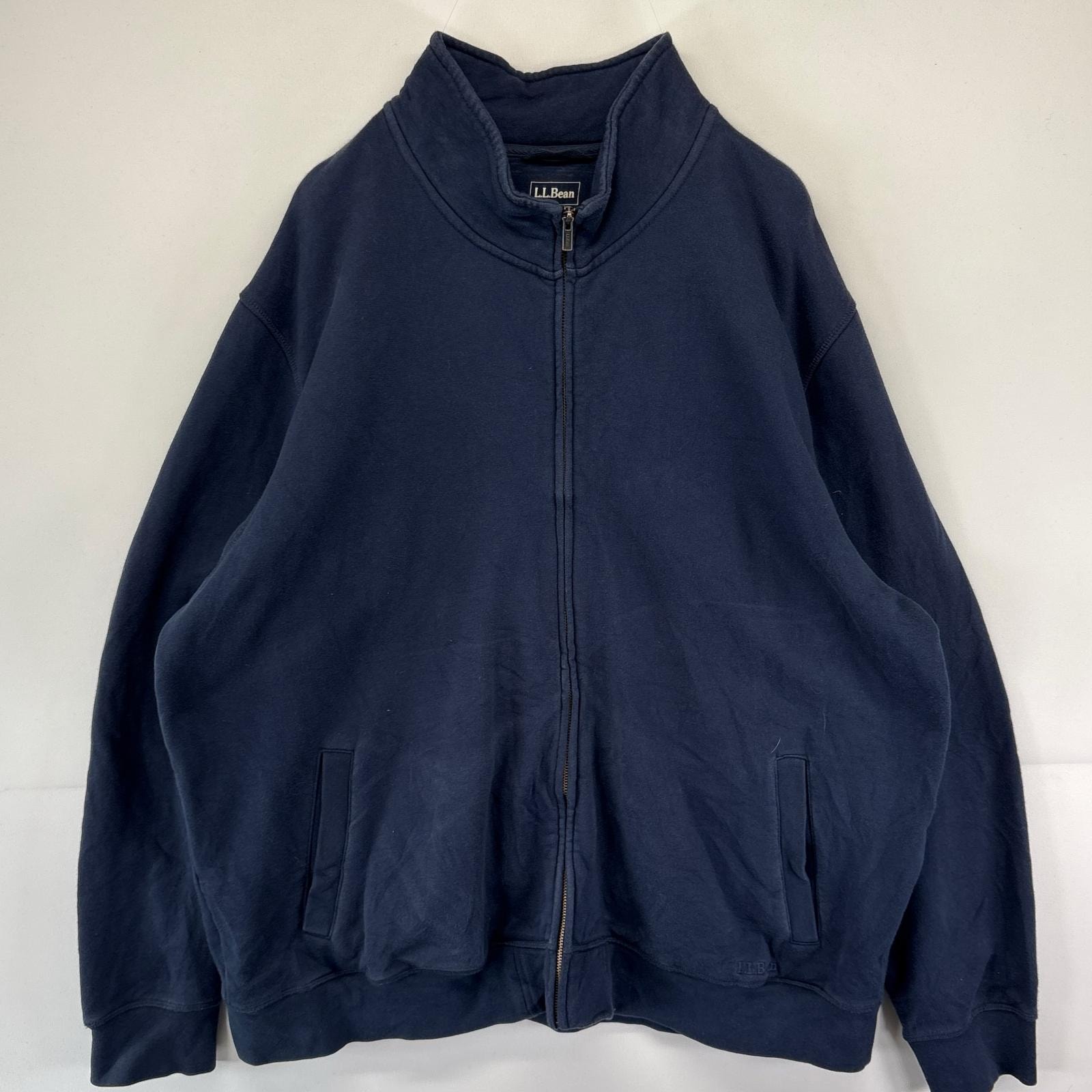 古着 エルエルビーン L.L.Bean スウェット フルジップ トレーナー 大きいサイズ ワンポイントロゴ刺繍 2XL  ネイビー系 メンズ