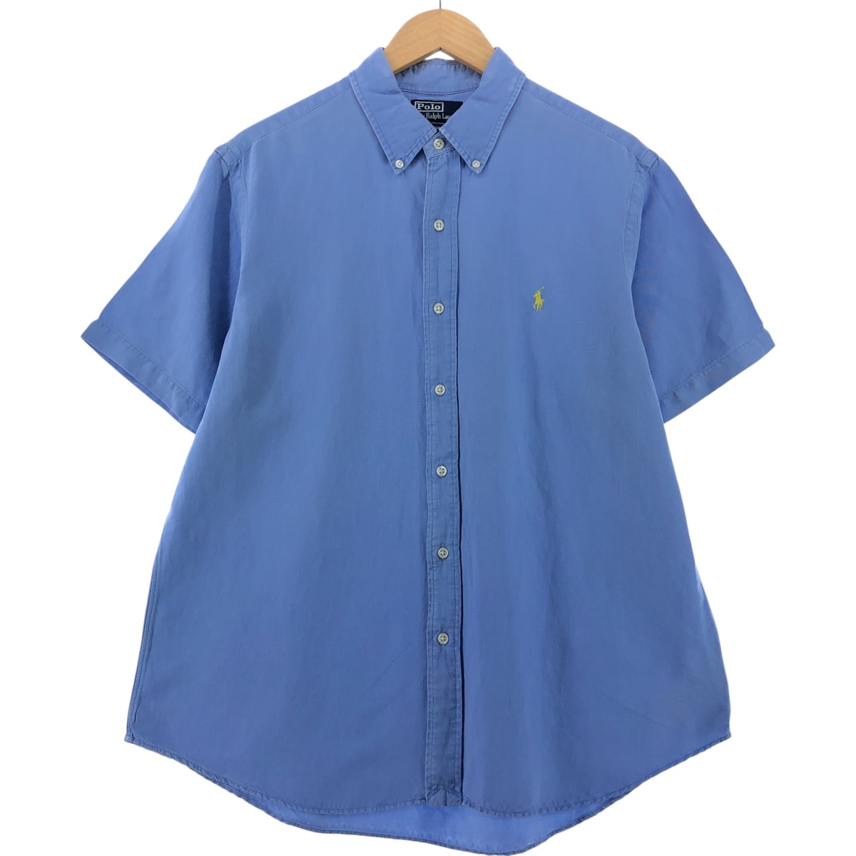 古着 ラルフローレン Ralph Lauren POLO by Ralph Lauren CUSTOM FIT 半袖 リネン ボタンダウンシャツ メンズXL相当/eaa531568