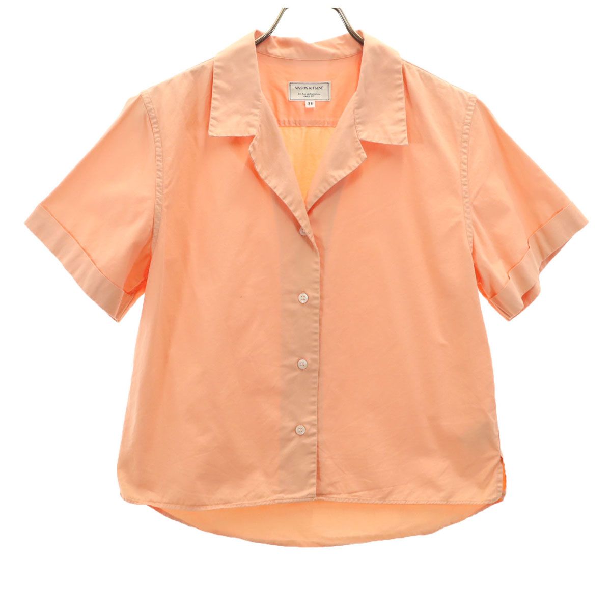 MAISON KITSUNE メゾンキツネ イタリア製 半袖 オープンカラーシャツ 36 ペールオレンジ系