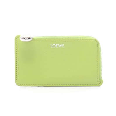 ロエベ LOEWE ペブル コインカードホルダー カードケース コインケース 財布 レザー レディース グリーン系 【中古】