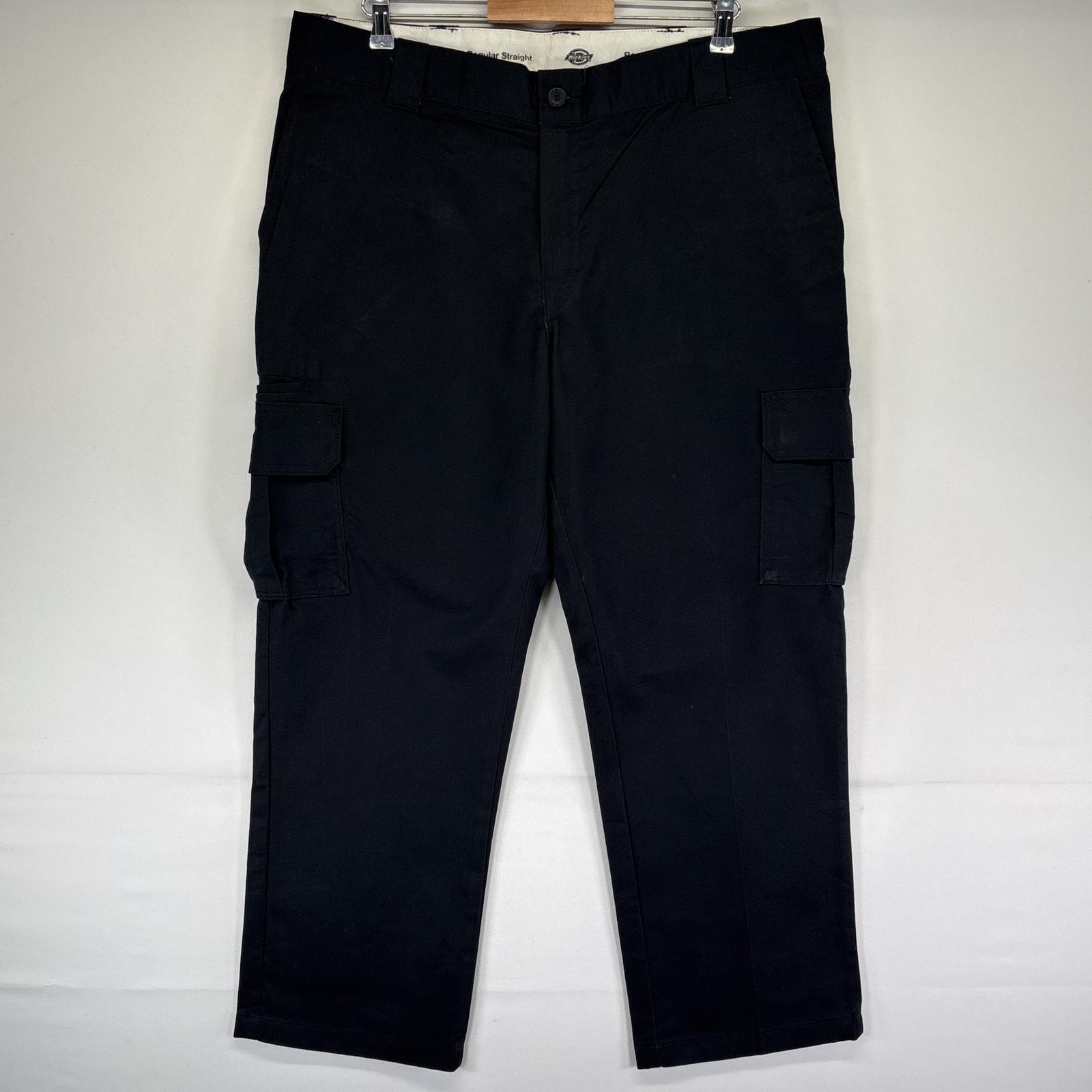 古着 ディッキーズ Dickies ワークパンツ カーゴパンツ レギュラーストレート 大きいサイズ ワンポイントロゴ w40 L30 ブラック メンズ