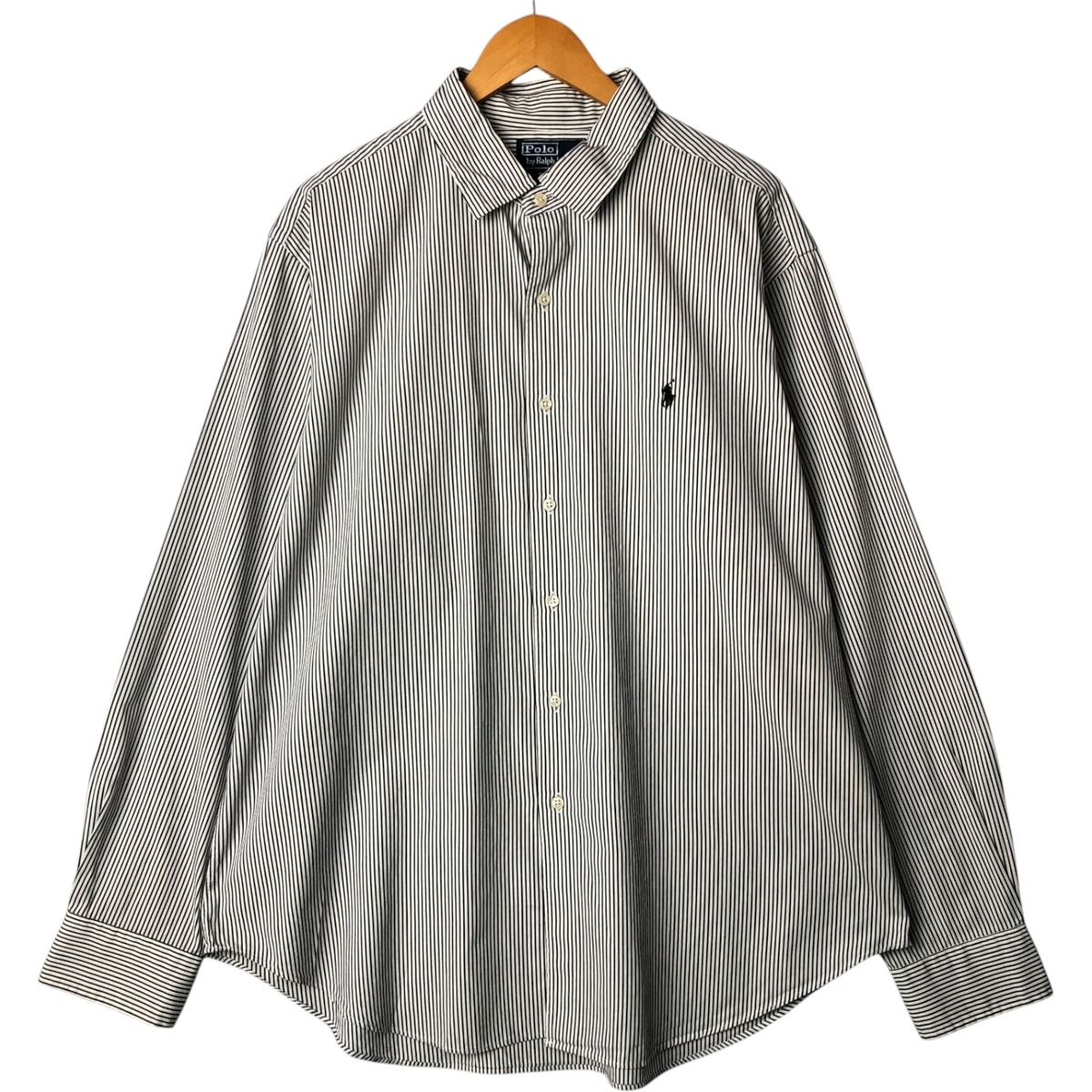 古着 ラルフローレン Ralph Lauren POLO by Ralph Lauren BRADFORD CLASSIC FIT 長袖 コットンストライプシャツ メンズXXL相当/eaa575510