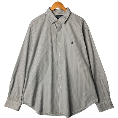 古着 ラルフローレン Ralph Lauren POLO by Ralph Lauren BRADFORD CLASSIC FIT 長袖 コットンストライプシャツ メンズXXL相当/eaa575510