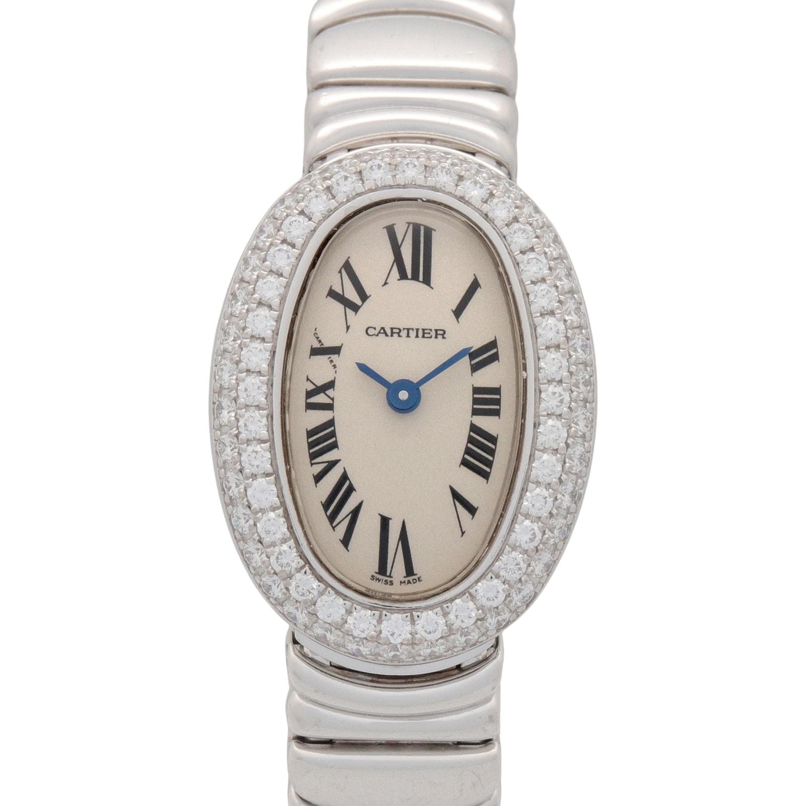 カルティエ CARTIER ミニベニュワール ダイヤベゼル 腕時計 時計 K18WG(ホワイトゴールド) ダイヤモンド レディース シルバー系 WB5095L2 【中古】