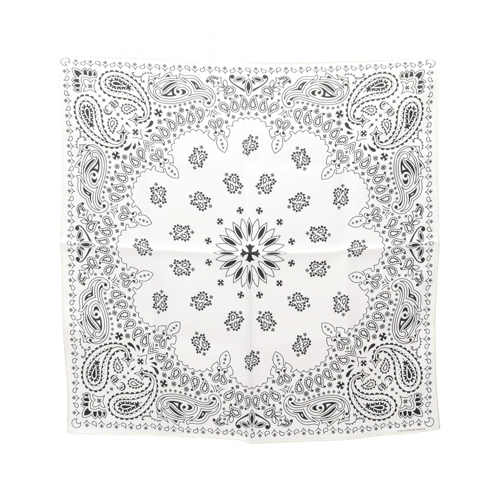クロムハーツ CHROME HEARTS スカーフ 衣料品 シルク メンズ レディース ホワイト系 / ブラック系 【中古】