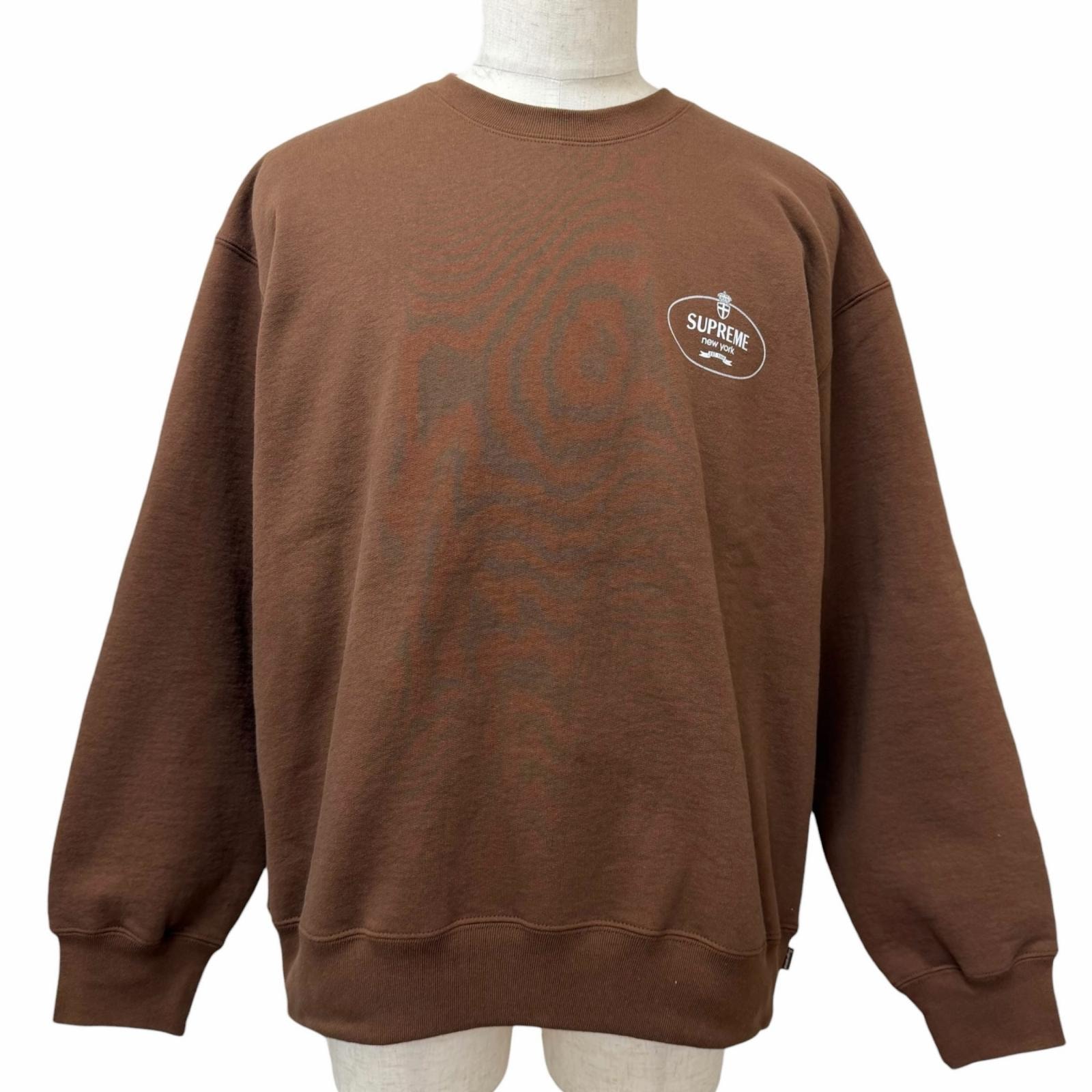 極美品 シュプリーム スウェット Crest Crewneck ブラウン メンズ L