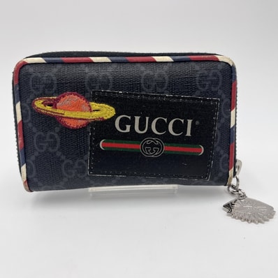 GUCCI(グッチ)ナイトクーリエ GGスプリーム コインケース ラウンドファスナー ネイビー系 タイガー UFO 496343【中古】