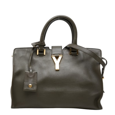 サンローラン Yライン プチカバス ハンドバッグ ショルダーバッグ 2WAY 311210 カーキ グリーン系 レザー レディース SAINT LAURENT 【中古】