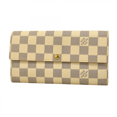 【6dc2630】ルイヴィトン 長財布 ダミエ・アズール ポルトフォイユサラ N61735 ホワイト【中古】レディース