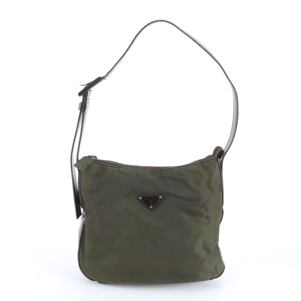 ■美品 プラダ テスート ナイロントライアングルロゴ カーキ