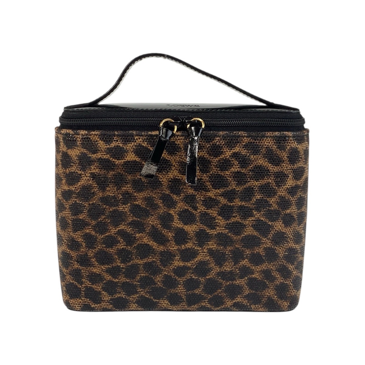 美品 LOEWE ロエベ ヴィンテージ レオパード ブラウン ブラック ゴールド金具 PVC エナメル/ ハンドバッグ バニティバッグ 601853 【中古】