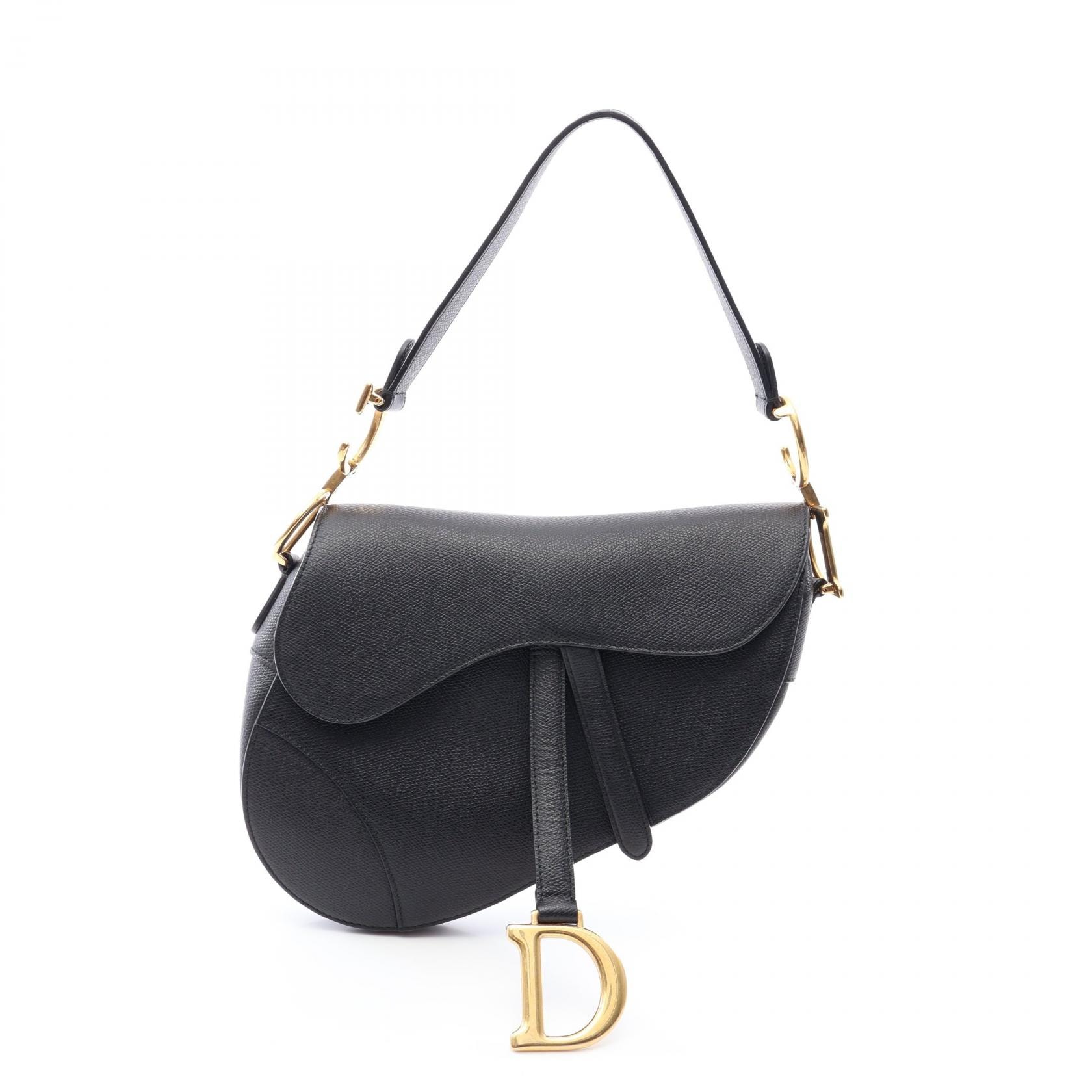 ディオール Dior サドルバッグ ハンドバッグ バッグ レザー レディース ブラック系 【中古】