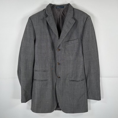 古着 ポロバイラルフローレン Polo by Ralph Lauren イタリア製 テーラードジャケット ブレザー スーツ 千鳥格子 13198 グレー系 チェック メンズ