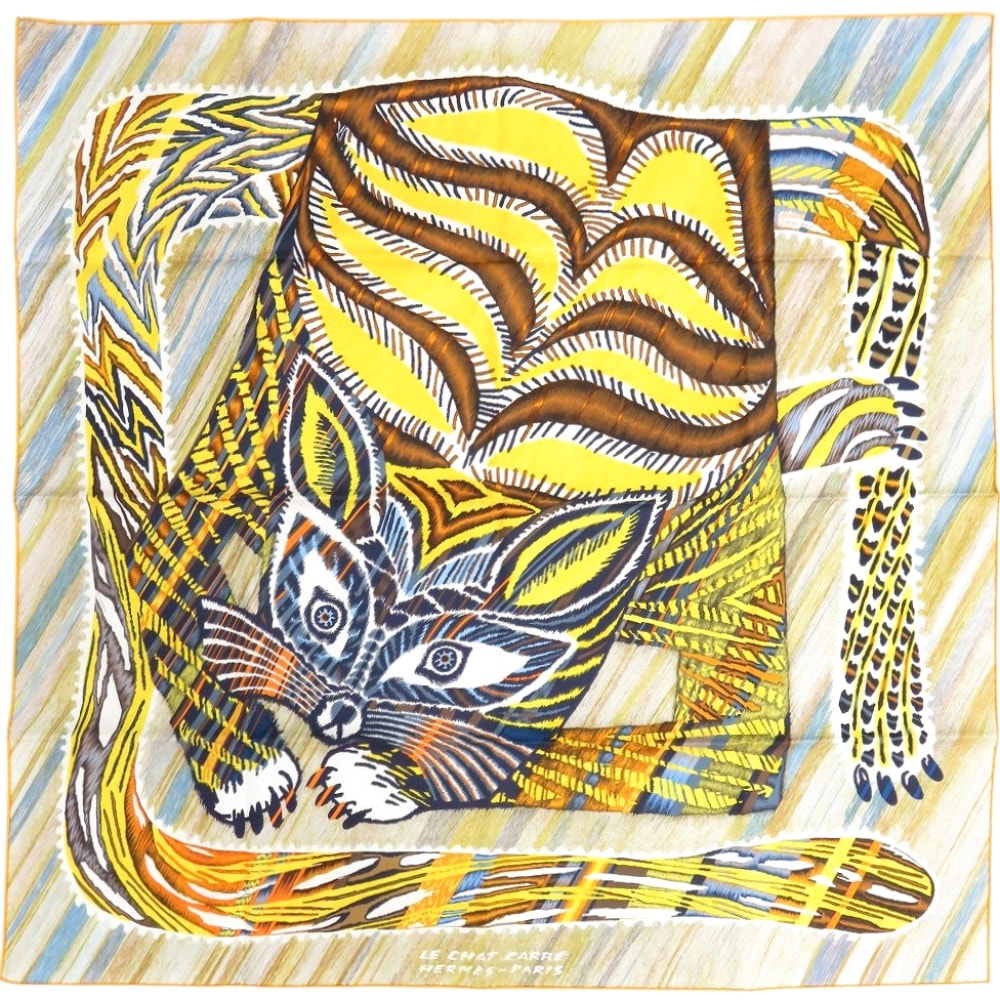 エルメス  カレ90 ダブルフェイス LE CHAT CARRE
