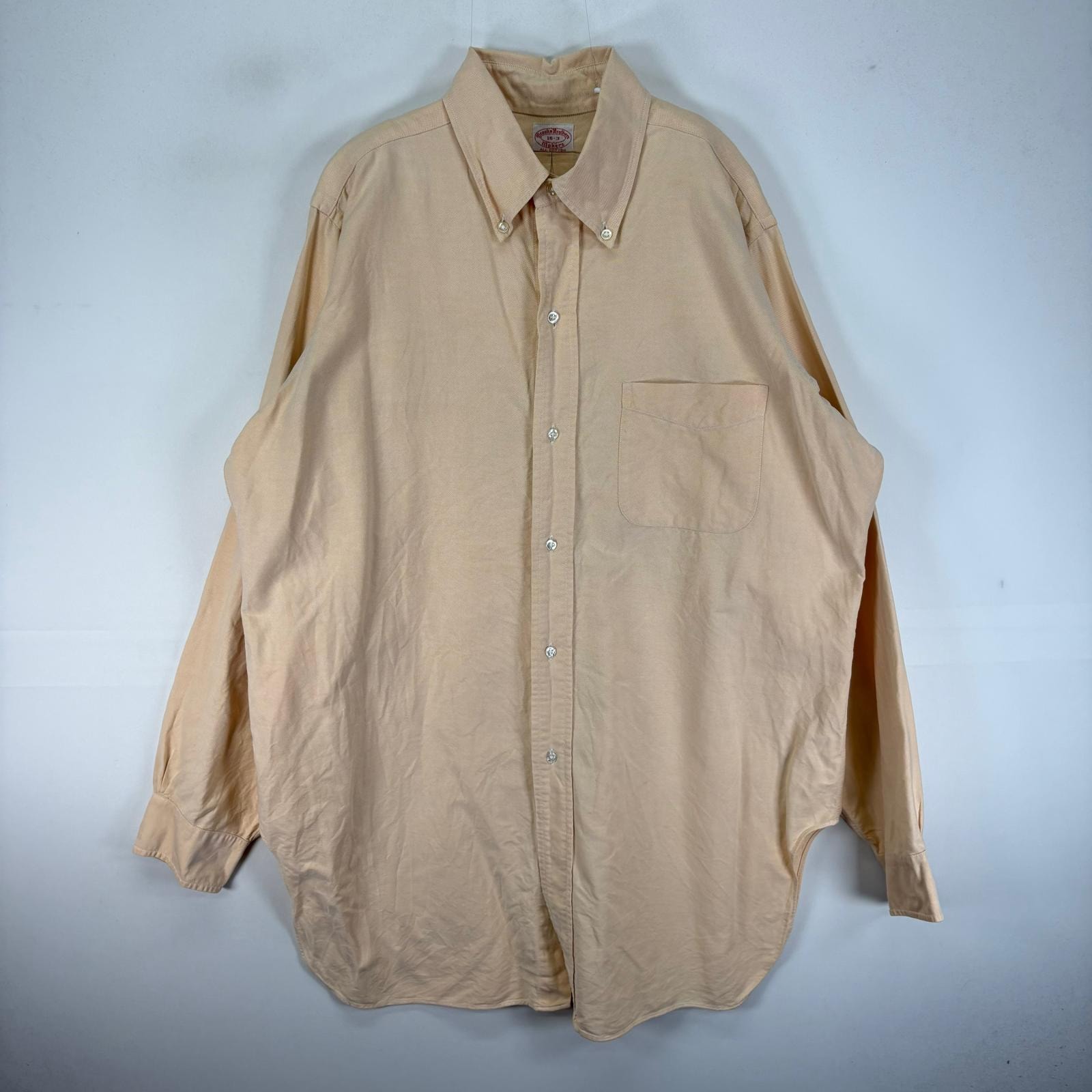 古着 50's~60's/50年代~60年代 ヴィンテージ ブルックスブラザーズ Brooks Brothers 長袖シャツ 6ボタン 胸ポケット L  オレンジ系 無地 メンズ
