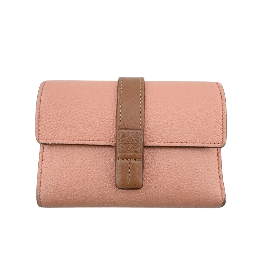 ロエベ LOEWE 三つ折り財布 アナグラム スモールバーティカルウォレット コンパクトウォレット ピンク