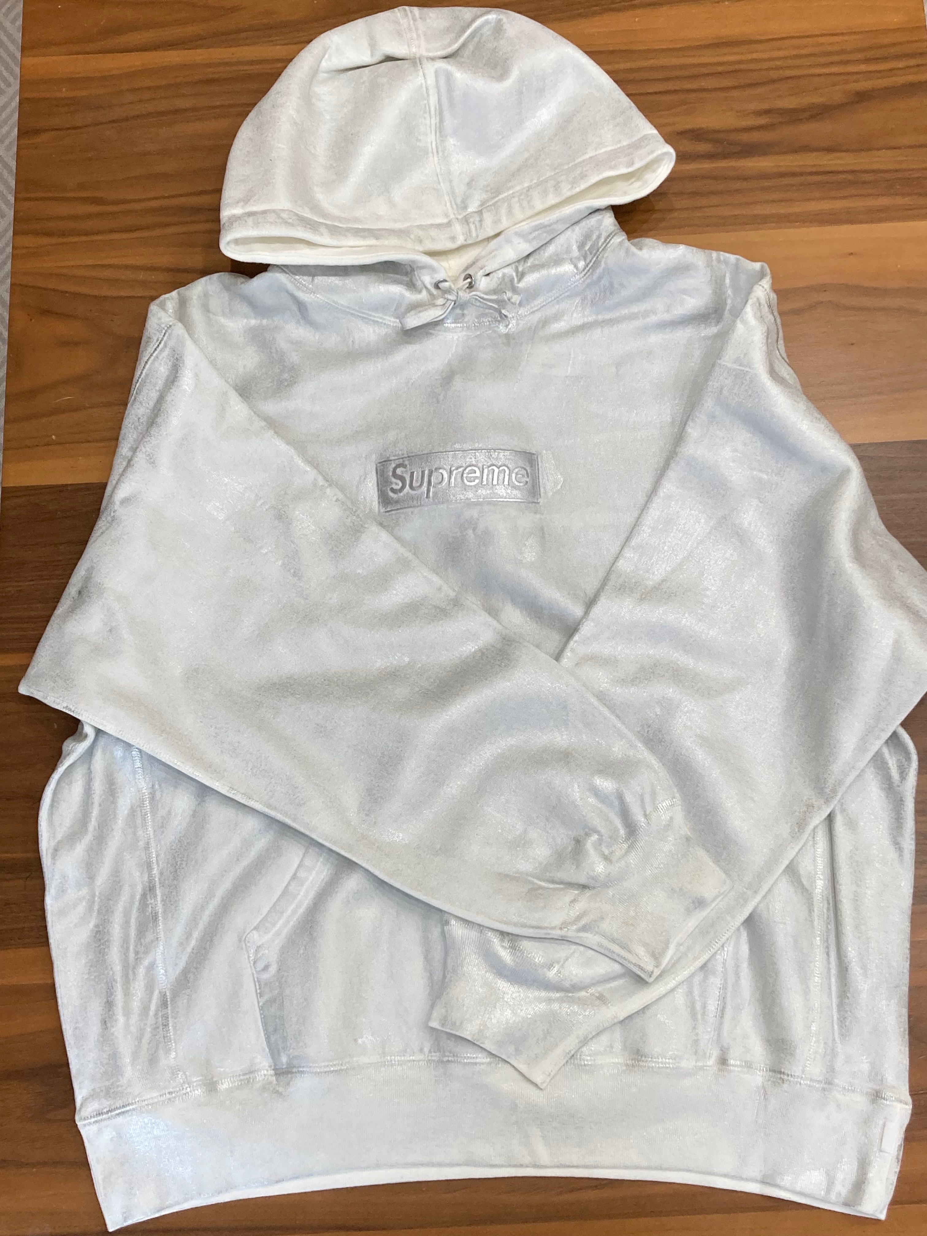 Supreme x MM6 Maison Margiela Foil Box Logo Hooded Sweatshirt "White"