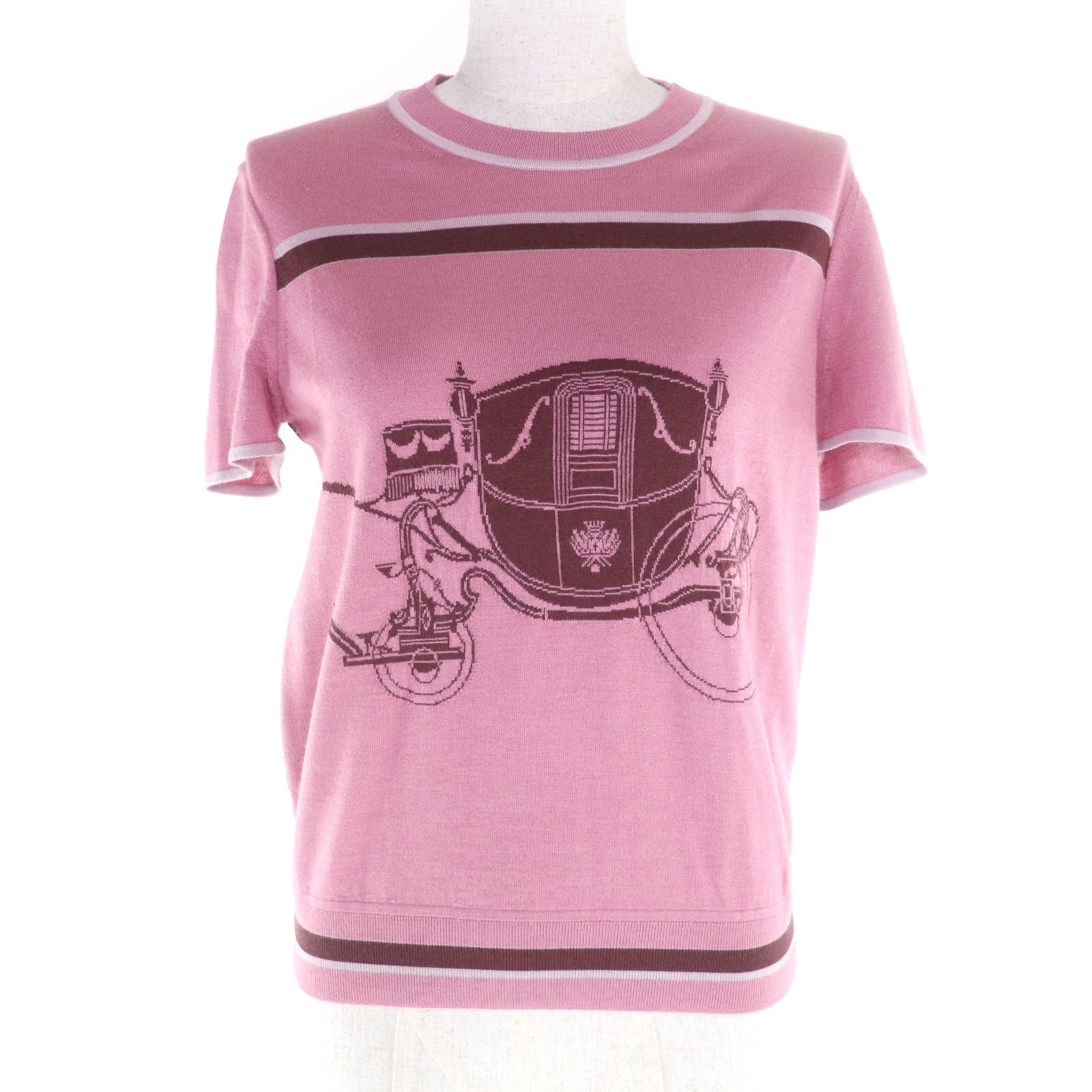 極美品 エルメス 半袖ニット ピンク レディース 38 3E2800D7