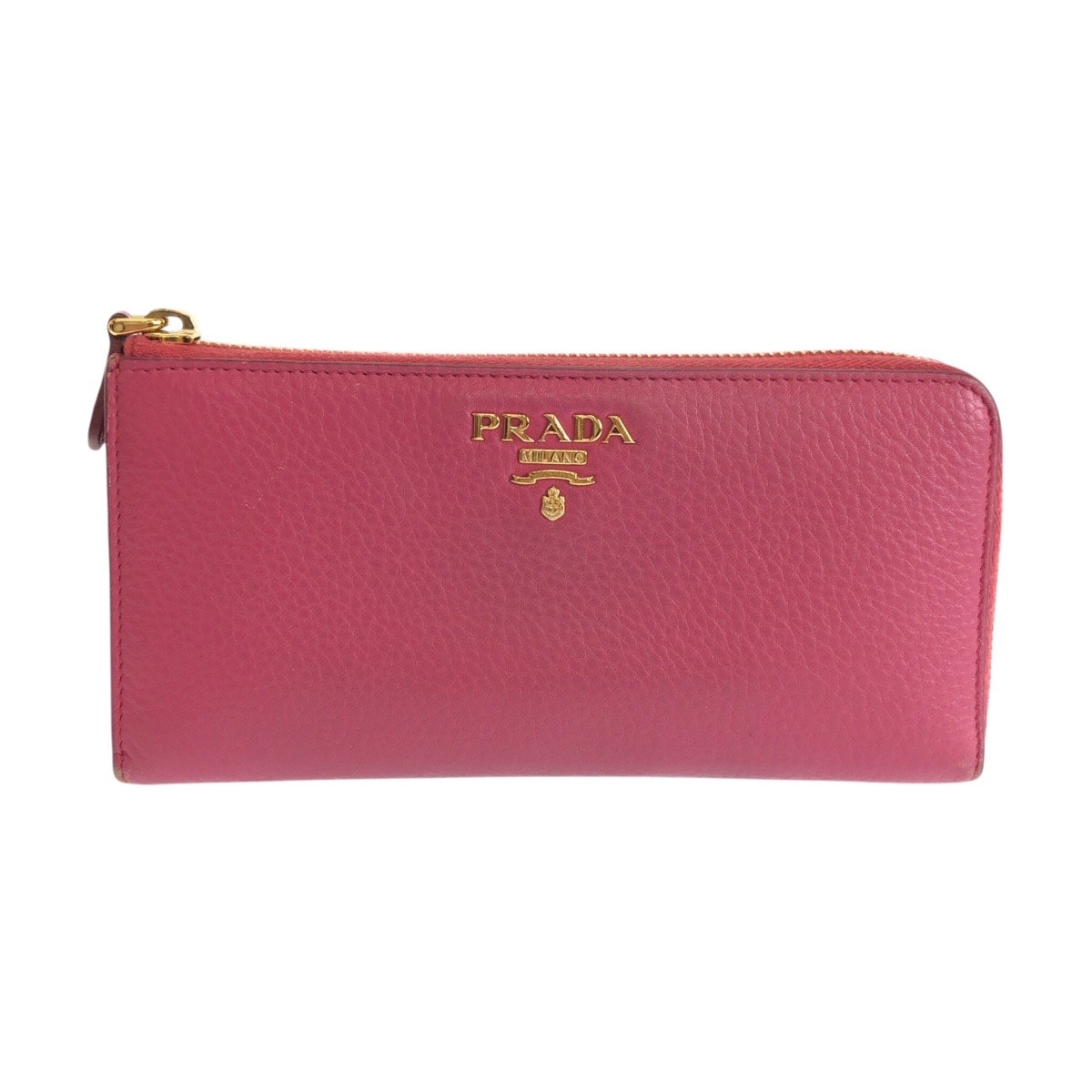 美品 PRADA プラダ サフィアーノ ピンク ゴールド金具 レザー 長財布 ロングウォレット 602570 【中古】