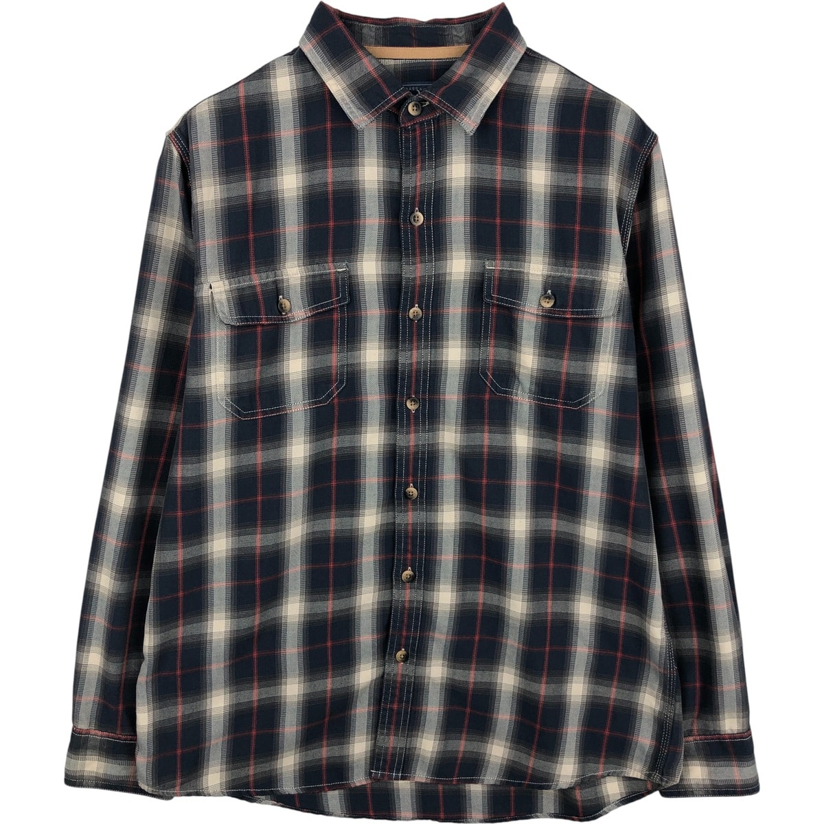 古着 ジーエイチバス G.H.Bass オンブレチェック 長袖 ライトネルチェックシャツ メンズL相当/eaa614935