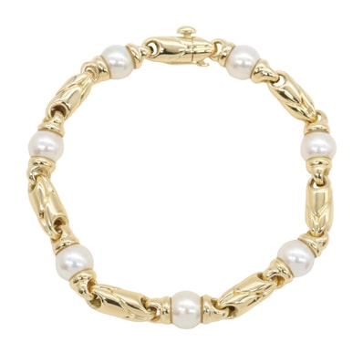 ブルガリ BVLGARI パッソドッピオ 7Pパール ブレスレット ブレスレット アクセサリー K18(イエローゴールド) パール レディース ゴールド系 / ホワイト系 347791 【中古】