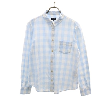 ARMANI JEANS アルマーニジーンズ チェック柄 長袖 シャツ 42 水色