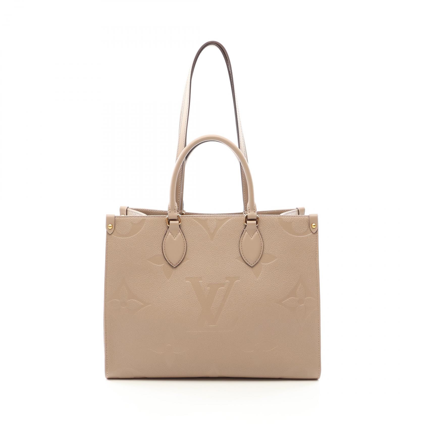 ルイ・ヴィトン LOUIS VUITTON オンザゴーMM モノグラム アンプラント トゥルトレール 2WAY トートバッグ バッグ レザー レディース ベージュ系 M45607 【中古】