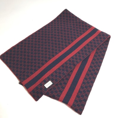 グッチ GUCCI GG バイカラー マフラー ウール レッド 美品