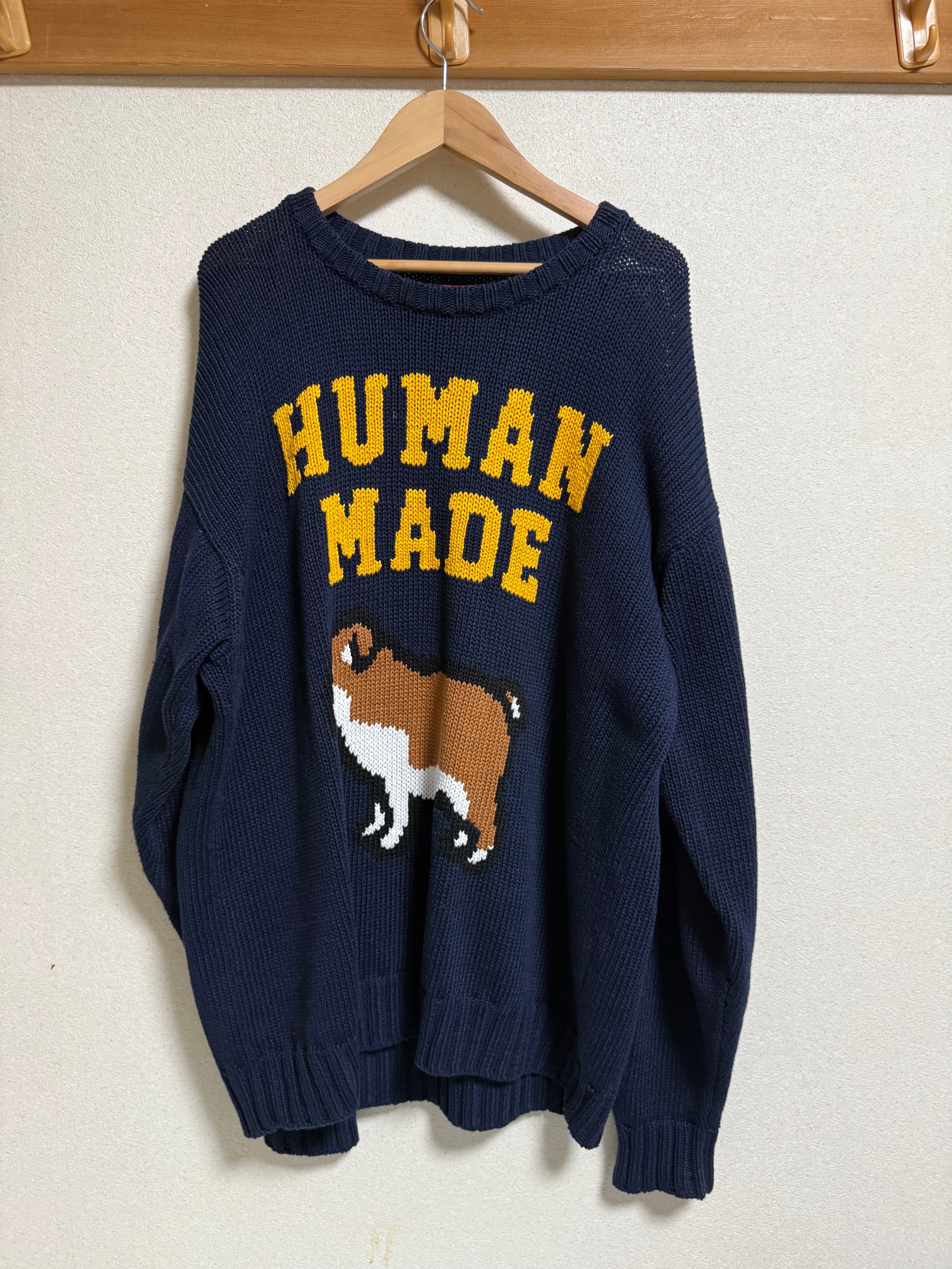 ヒューマン メイド コットン ニット スウェットシャツ "ネイビー"