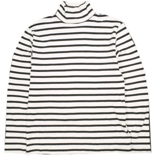 OUR LEGACY アワーレガシー ポルトガル製 MARRON WHITE STRIPE ハイネックボーダーロングスリーブTシャツ 15-14-0039-076 46 MARRON/WHITE 長袖 カットソー トップス g23868