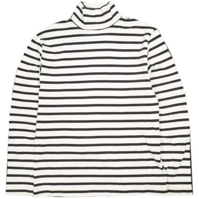 OUR LEGACY アワーレガシー ポルトガル製 MARRON WHITE STRIPE ハイネックボーダーロングスリーブTシャツ 15-14-0039-076 46 MARRON/WHITE 長袖 カットソー トップス g23868