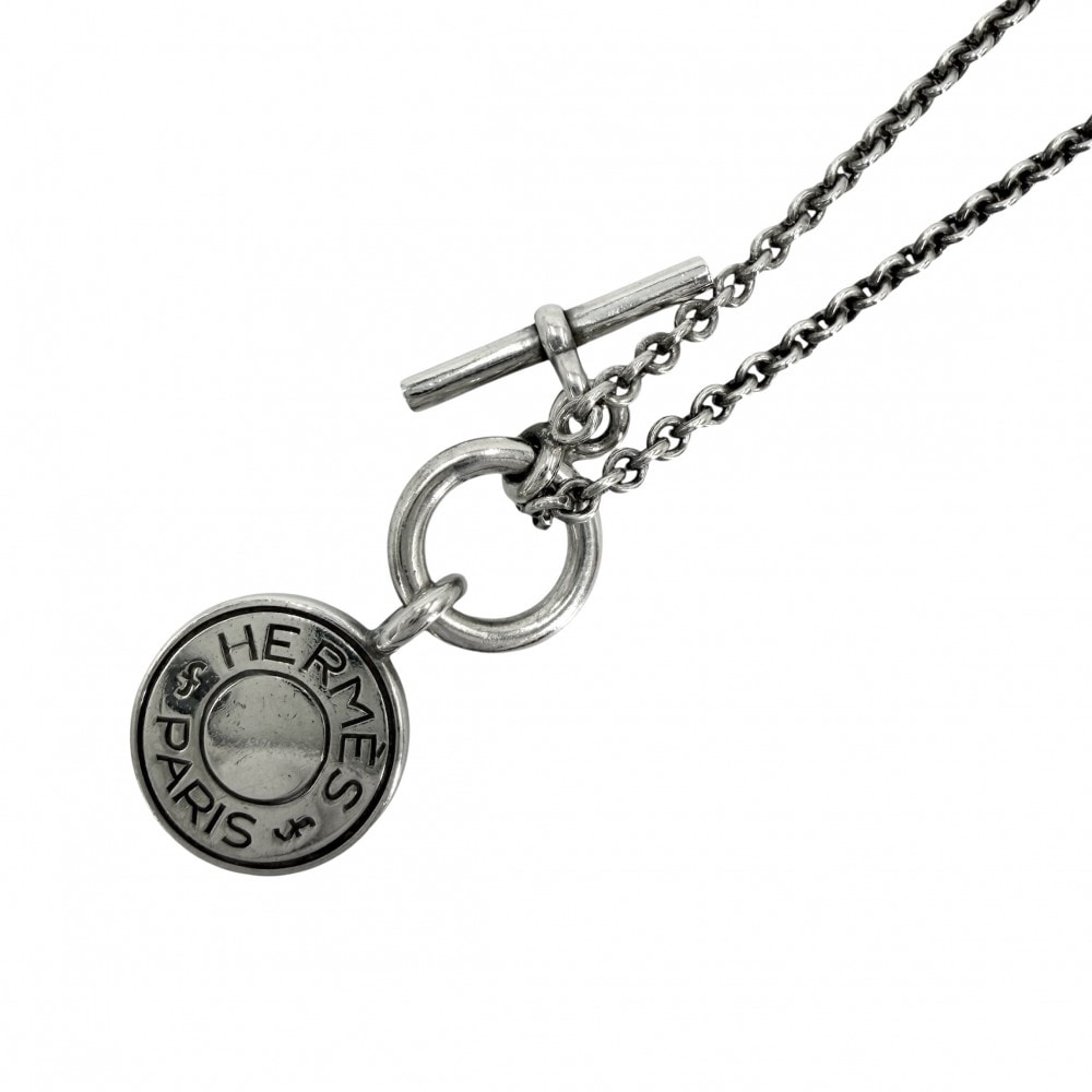 HERMES エルメス ネックレス セリエ アミュレットHエクスリブリス ペンダント ジュエリー アクセサリー シルバー925    レディース 約9.6g【中古品】