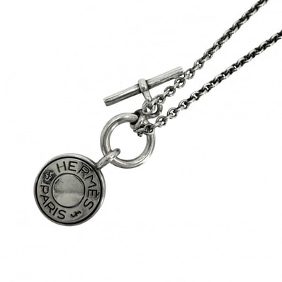 HERMES エルメス ネックレス セリエ アミュレットHエクスリブリス ペンダント ジュエリー アクセサリー シルバー925 レディース 約9.6g【中古品】