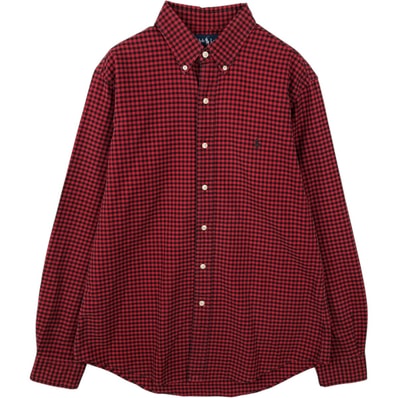 古着 ラルフローレン Ralph Lauren CUSTOM FIT ギンガムチェック 長袖 ボタンダウンチェックシャツ メンズL相当/eaa643875