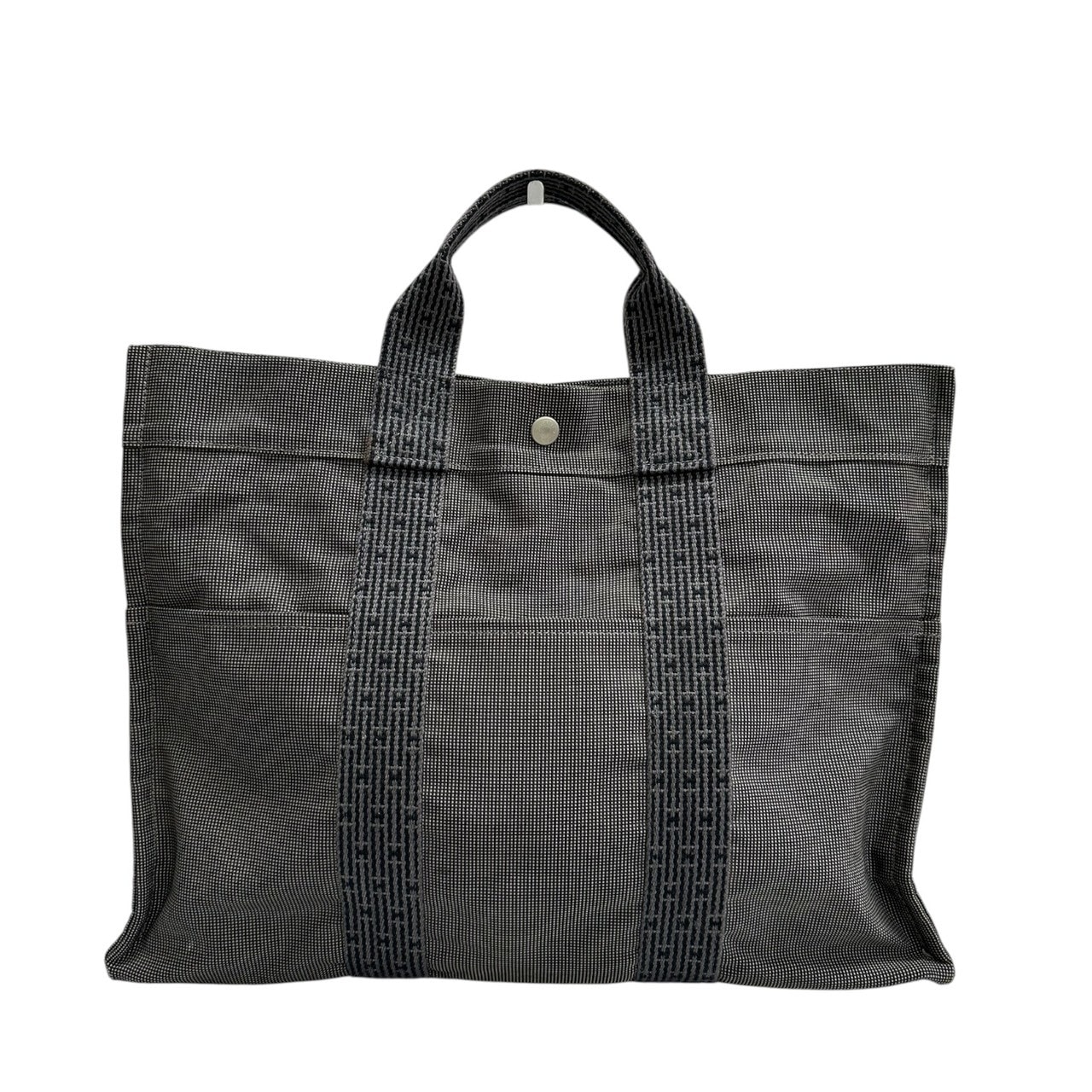 HERMES エルメス エールライン グレー ダークグレー キャンバス ハンドバッグ S1-00145 【中古】