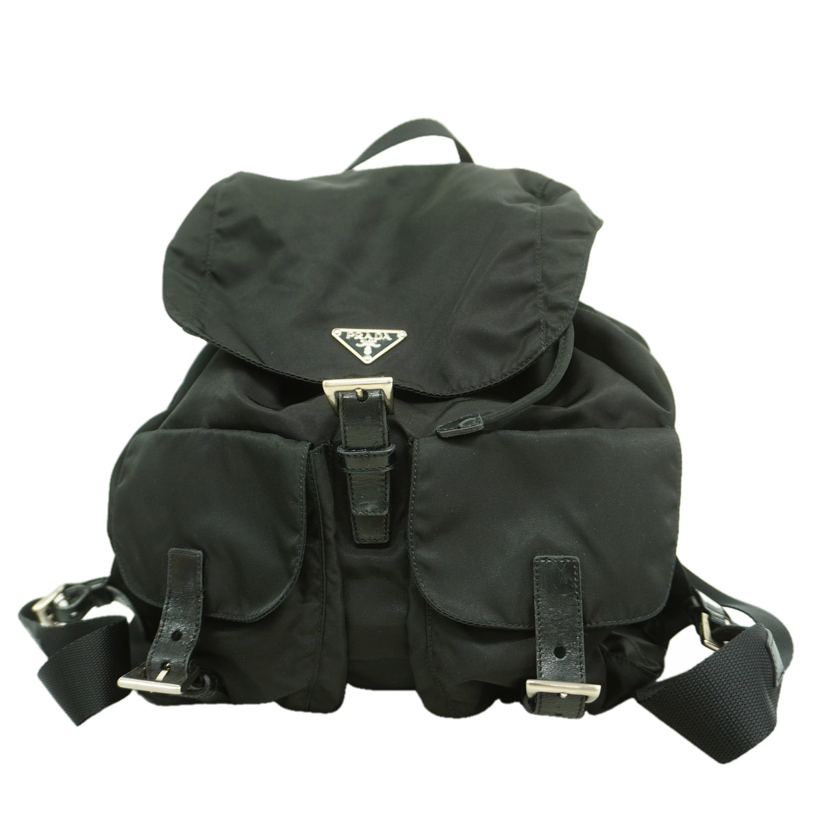 【6hb0379-k】プラダ リュック・デイパック ナイロン ブラック シルバー金具【中古】メンズ レディース ユニセックス