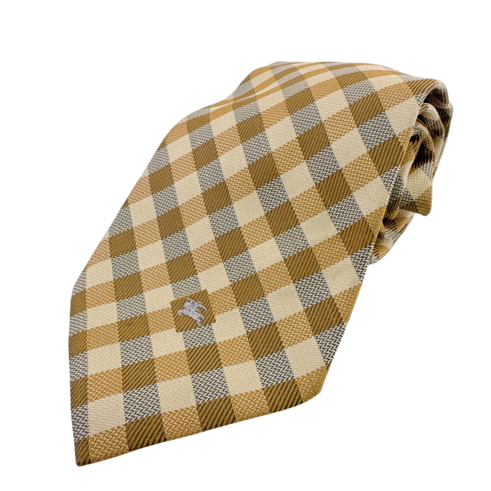 バーバリー BURBERRY ネクタイ チェック ホースロゴ イエロー