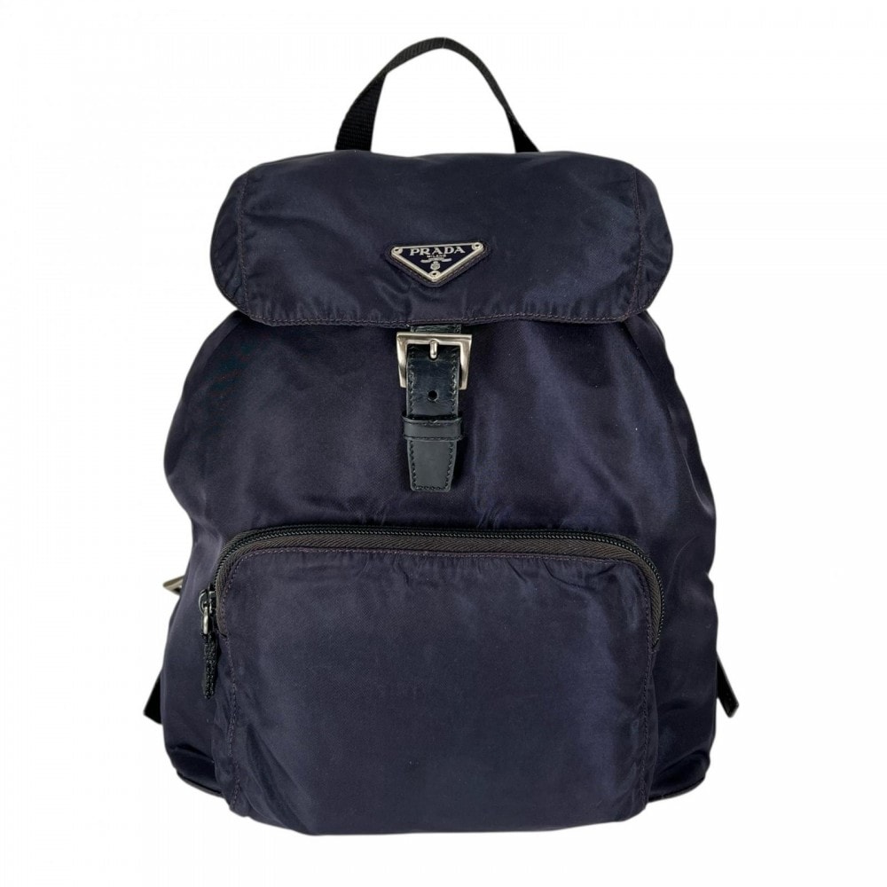 PRADA プラダ リュック B4650    ネイビー 紺 シルバー金具 レディース【中古品】
