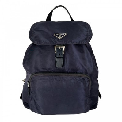 PRADA プラダ リュック B4650 ネイビー 紺 シルバー金具 レディース【中古品】