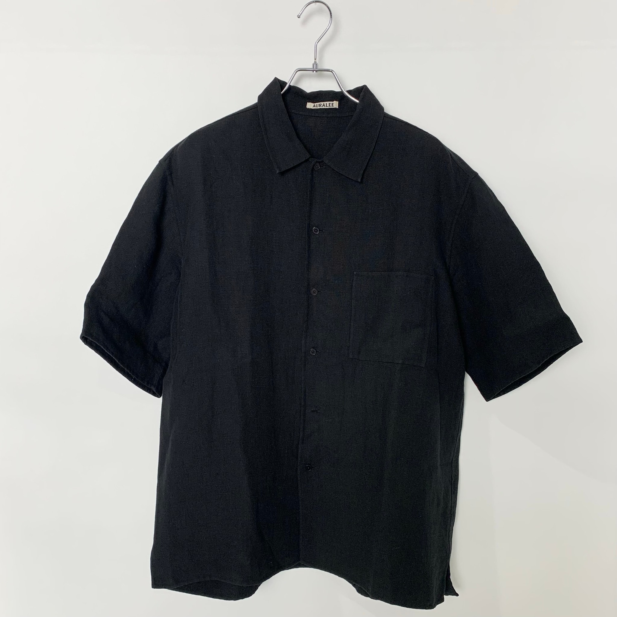 AURALEE Double Cloth Linen Hand Sewn Shirt "Black"