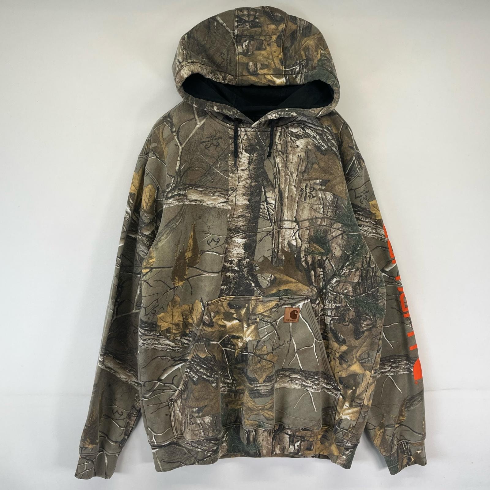 古着 カーハート Carhartt パーカー リアルツリーカモフラ柄 スウェット ワンポイントロゴ プルオーバー 迷彩 M マルチカラー メンズ