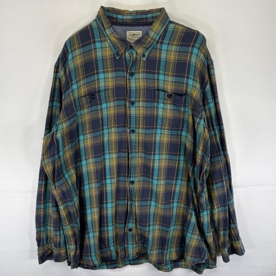 古着 エルエルビーン L.L.Bean 長袖シャツ ボタンダウン 胸ポケット ネルシャツ アウトドア 2XL マルチカラー チェック メンズ