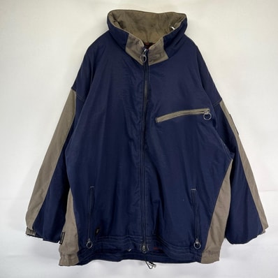 古着 コロンビア Columbia ジャケット ボアライナー スノーボードライン 裾ドローコード アウトドア XL ネイビー系 メンズ