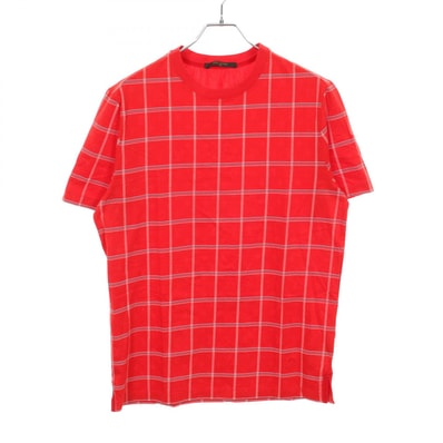 ルイ・ヴィトン LOUIS VUITTON LV刺繍 半袖Tシャツ 衣料品 トップス コットン レッド メンズ レッド系 【中古】