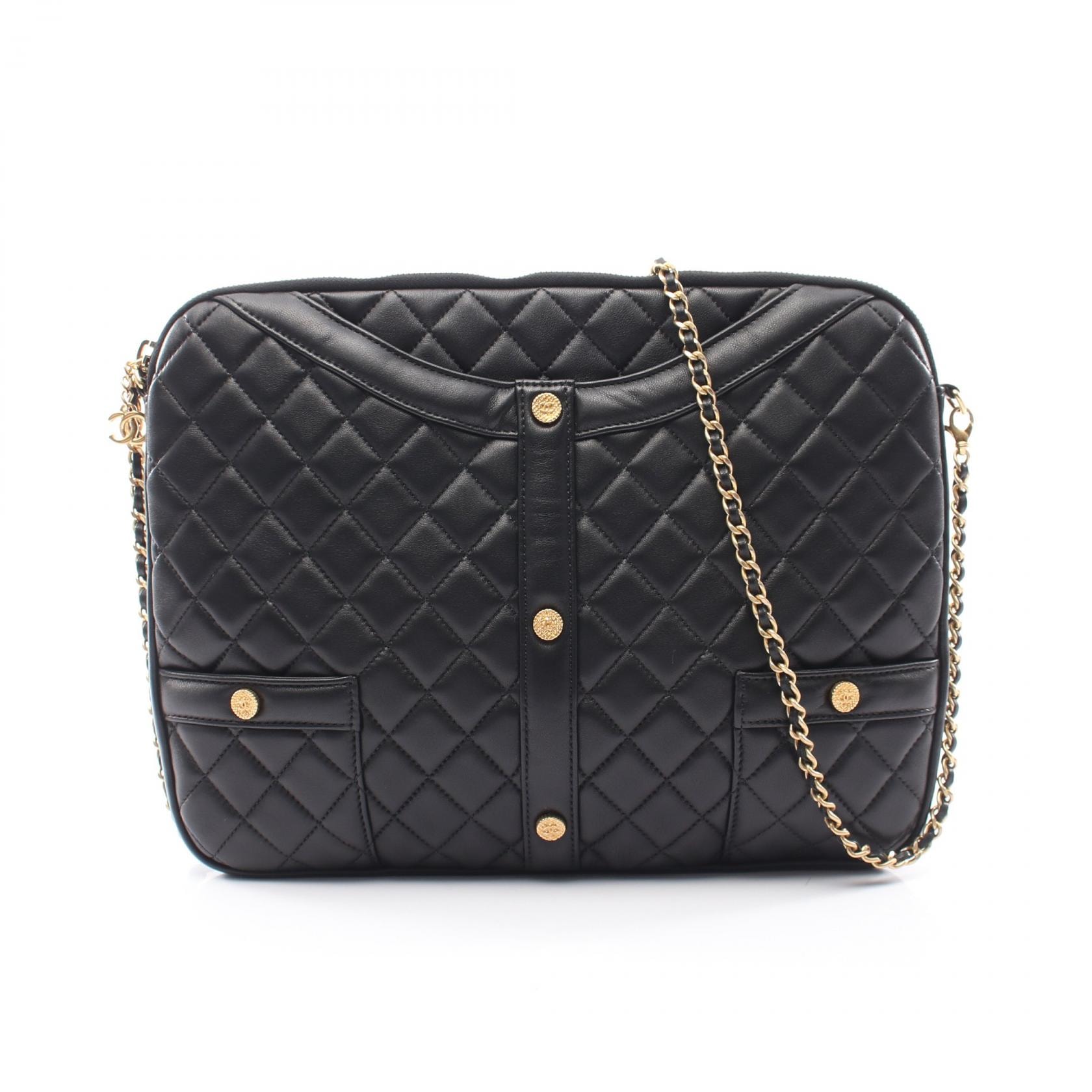シャネル CHANEL ガールシャネル ショルダーバッグ バッグ ラムスキン(羊革) レディース ブラック系 【中古】