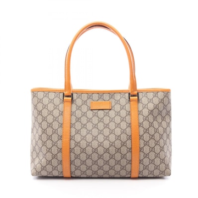グッチ GUCCI GGスプリーム トートバッグ バッグ PVCコーティングキャンバス レザー レディース ベージュ系 / オレンジ系 114595 【中古】