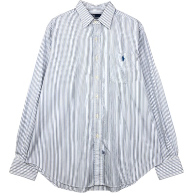 古着 ラルフローレン Ralph Lauren LOWELL 長袖 コットンストライプシャツ メンズXL相当/eaa678079
