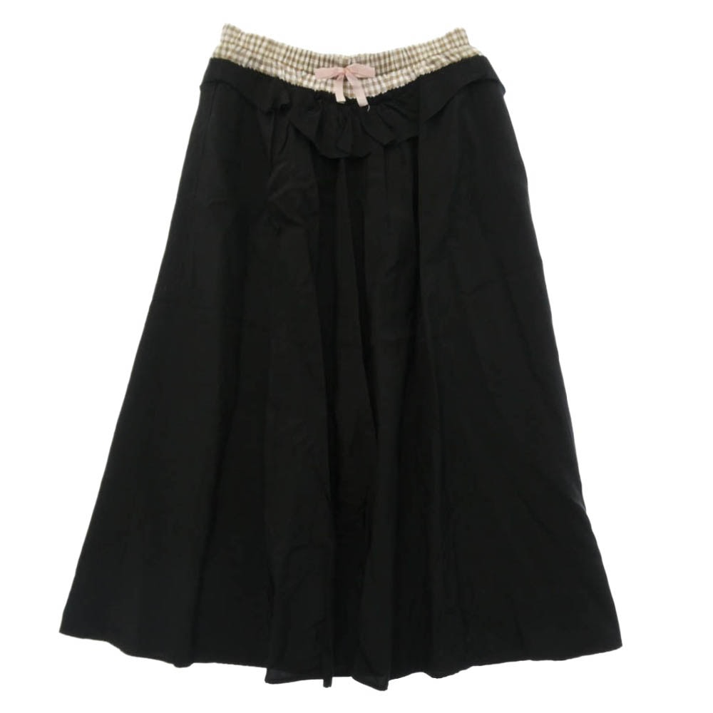 MAISON MARGIELA メゾンマルジェラ 25SS S51ME0034 四つタグ レイヤードギンガムウエストバンド ミディ丈 スカート ブラック系 36【中古】