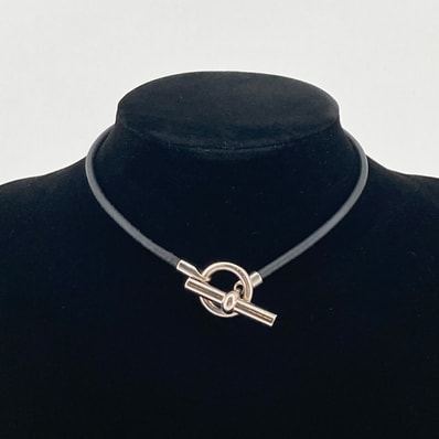 HERMES(エルメス) グレナン Tバー チョーカー シルバー×ブラック